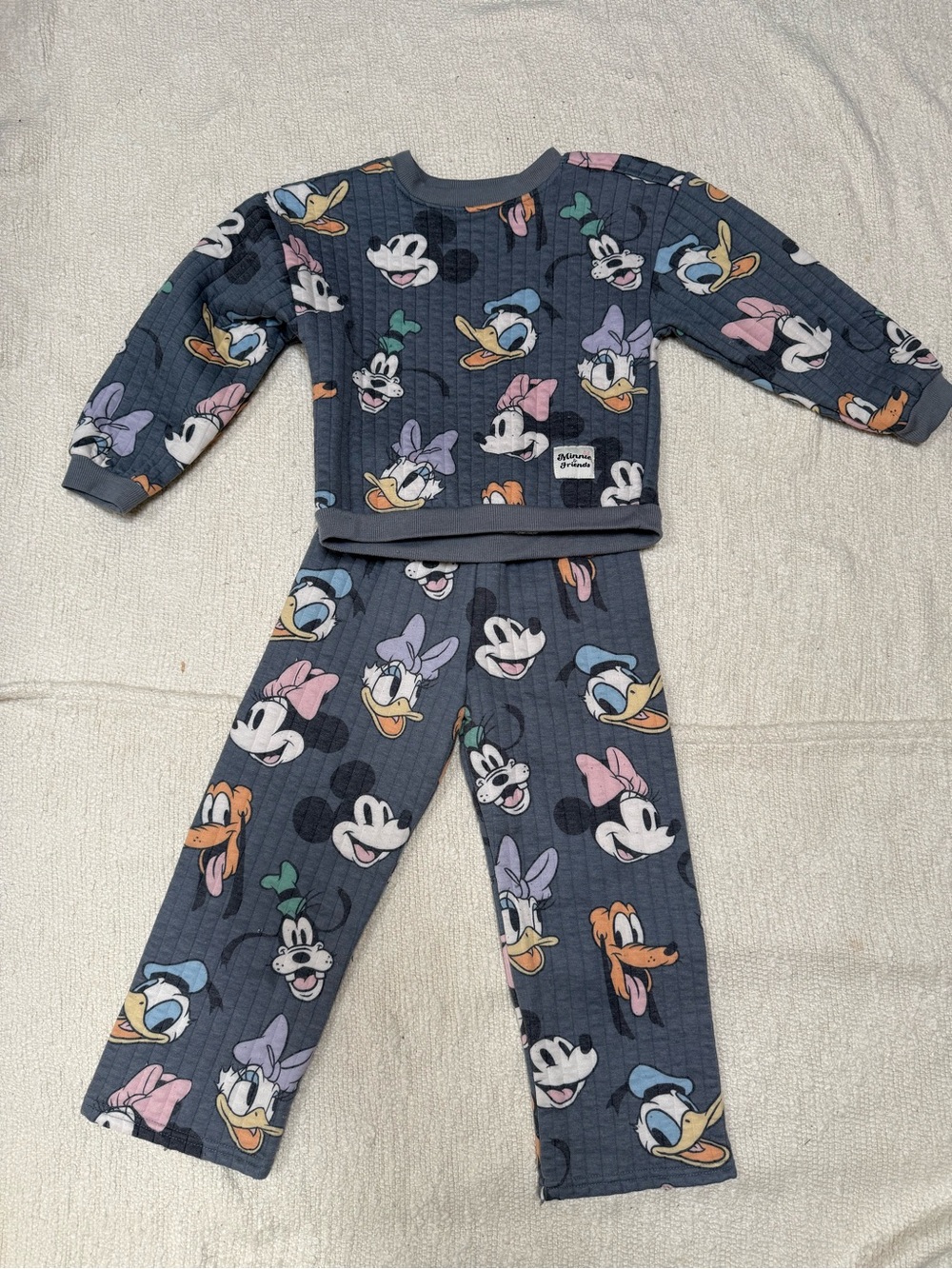 Disney Minnie Mouse 2-Piece Long Sleeve Cotton Ribbed Pajama Set Gray 6